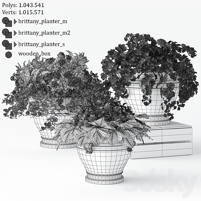 Pottery Barn _ Bryttany Planters 3DSMax File - thumbnail 3