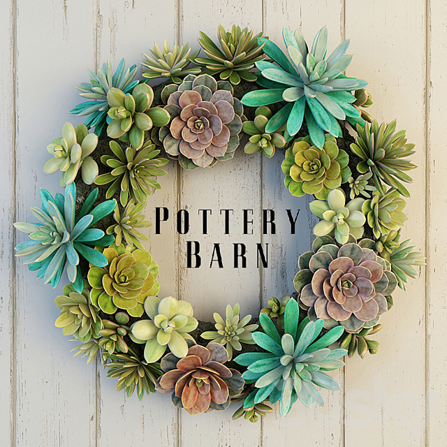 Pottery Barn Succulent Wreath 3DS Max Model - thumbnail 1