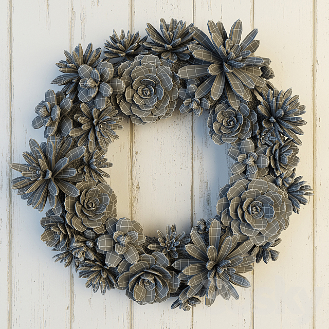 Pottery Barn Succulent Wreath 3DS Max Model - thumbnail 2