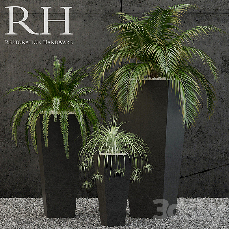 Restoration Hardware salento tapered planter 3DS Max - thumbnail 1