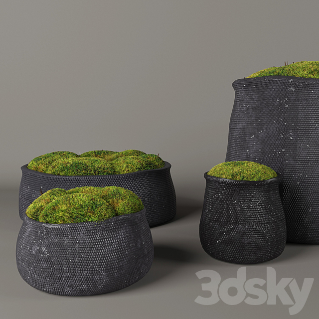 RH Crosshatch concrete vases 3DSMax File - thumbnail 2