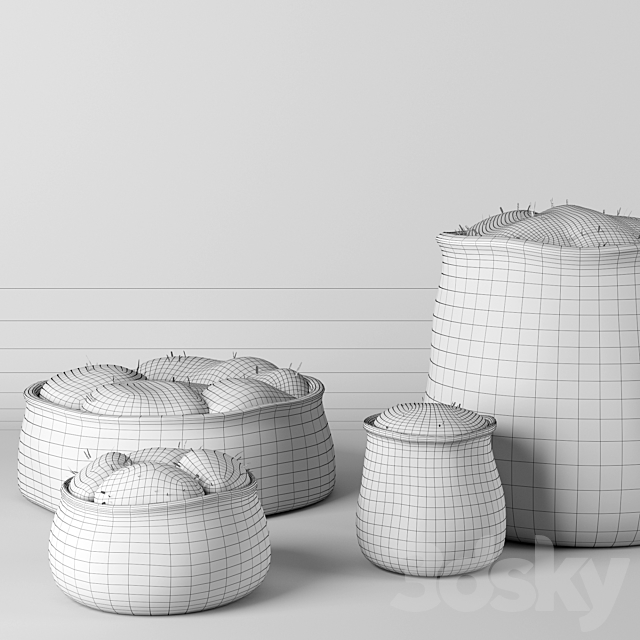 RH Crosshatch concrete vases 3DSMax File - thumbnail 3