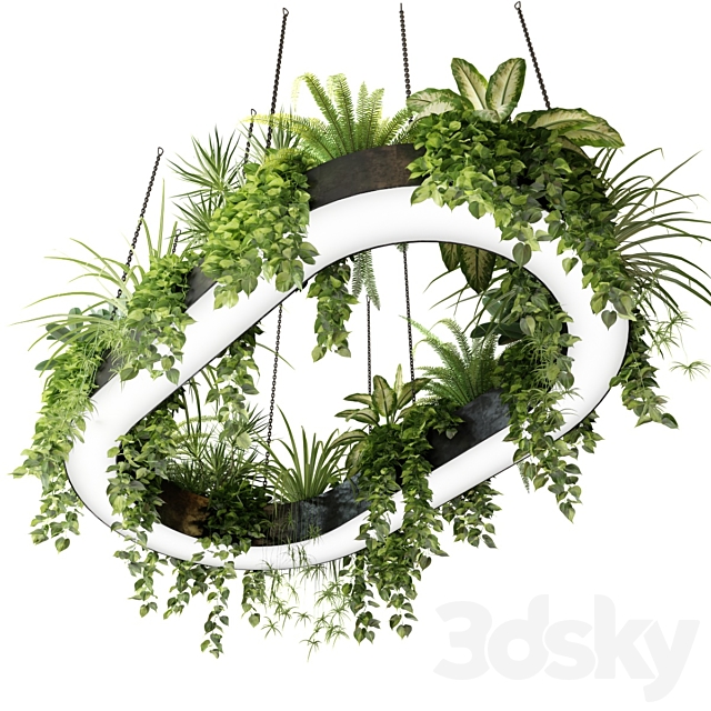 Ring planter lamp with plants 1.5m x 2.5m 3ds Max - thumbnail 1