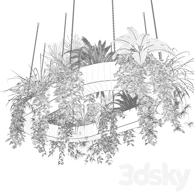 Ring planter lamp with plants 1.5m x 2.5m 3ds Max - thumbnail 3