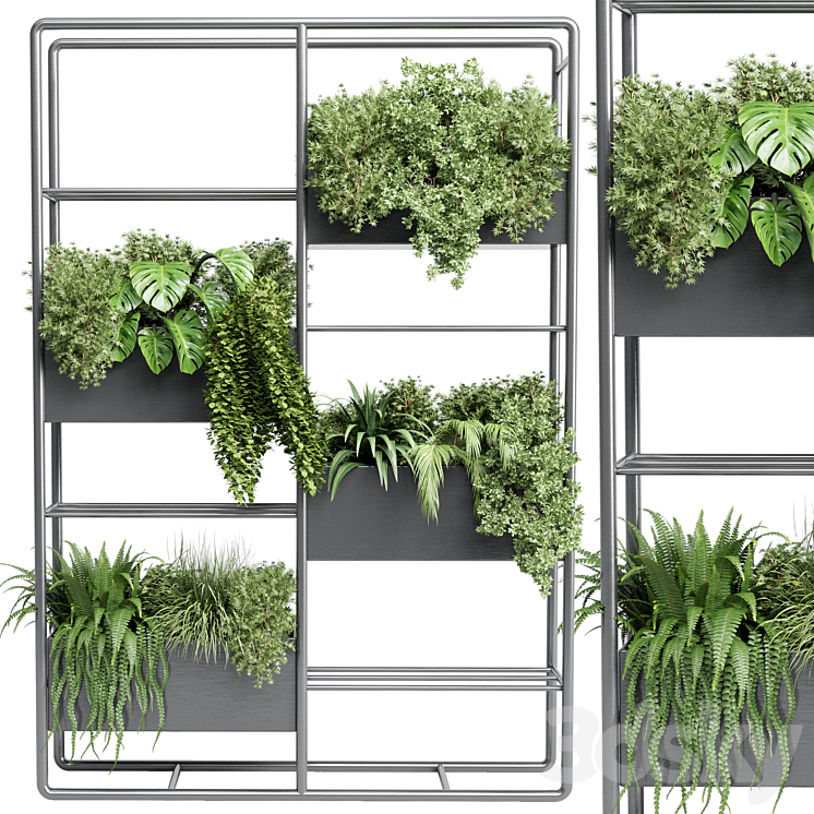 stand plant box – collection Indoor plant 254 metal vase pot fern grass 3DS Max - thumbnail 2