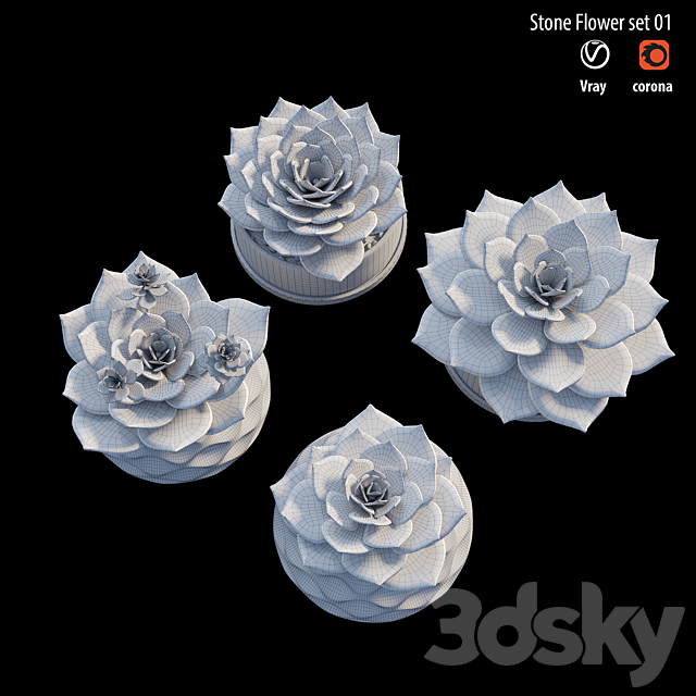 Stone flower set 01 3DSMax File - thumbnail 5