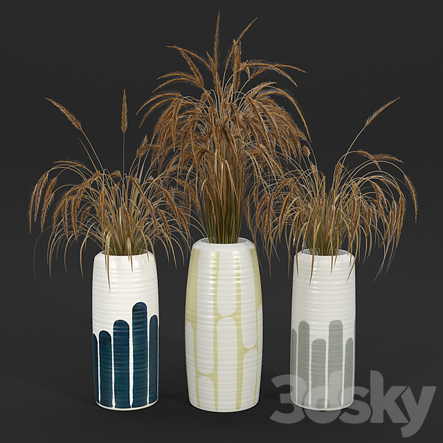 Striped Tall Vase with Gray Stripes 3DSMax File - thumbnail 1