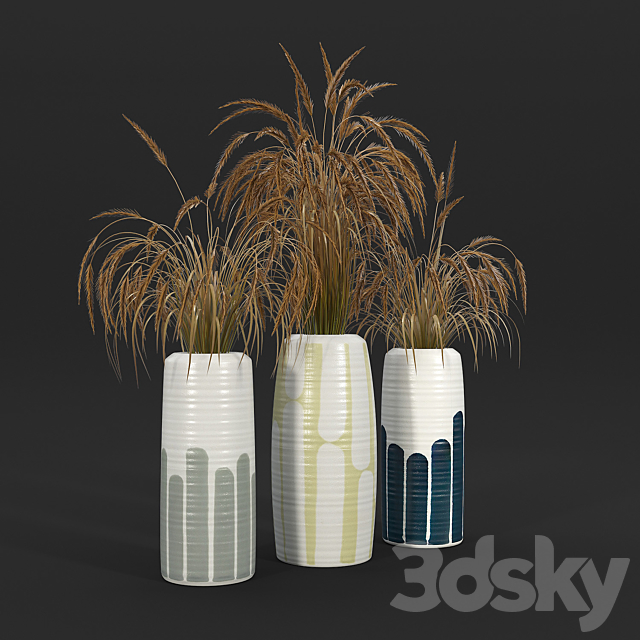 Striped Tall Vase with Gray Stripes 3DSMax File - thumbnail 2