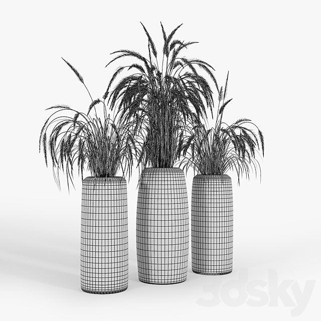 Striped Tall Vase with Gray Stripes 3DSMax File - thumbnail 3