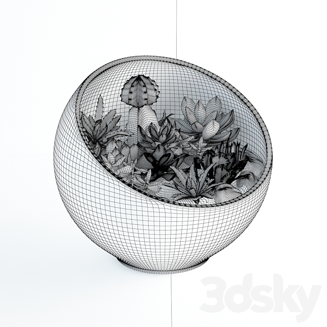 Succulents in glass bowl 3DSMax File - thumbnail 2