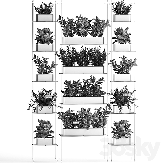 Vertical gardening home garden kitchen garden shelf suspension with plants phytosten phytomodule. Set 63. 3DS Max Model - thumbnail 5