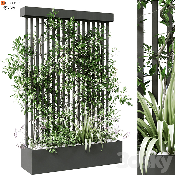 vertical plant in box set 124 3DS Max Model - thumbnail 3