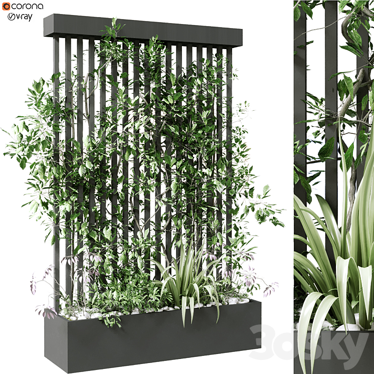 vertical plant in box set 124 3DS Max - thumbnail 1