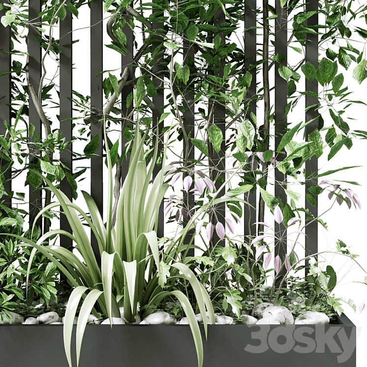 vertical plant in box set 124 3DS Max - thumbnail 2