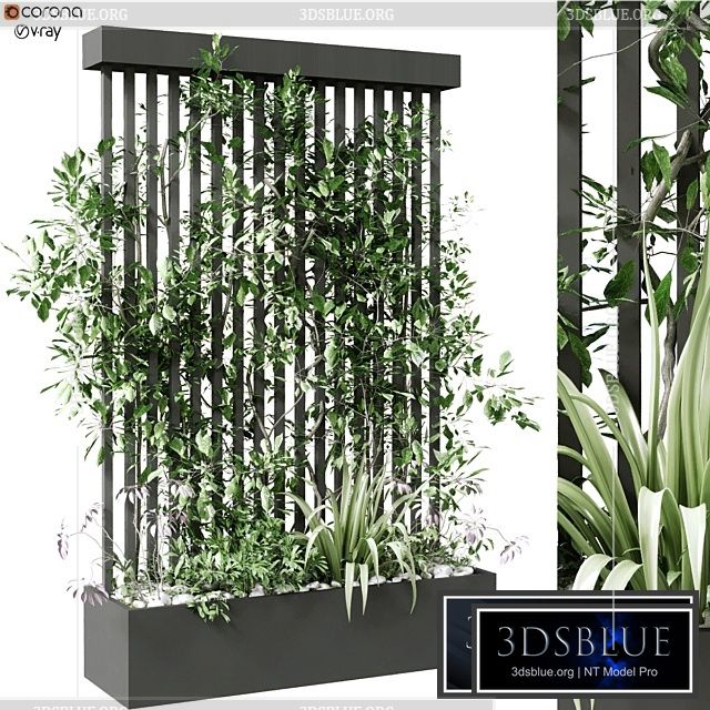 vertical plant in box set 124 3DS Max - thumbnail 3