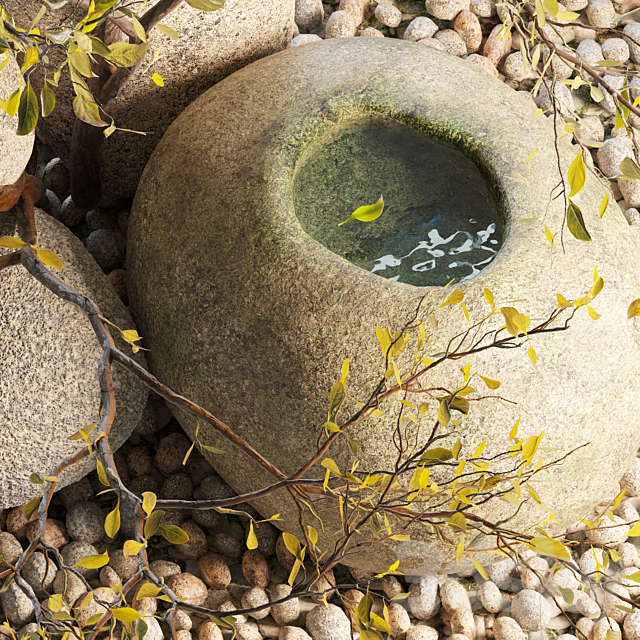 Alpine slide in Japanese style rock garden 3DSMax File - thumbnail 3