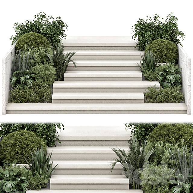 Backyard and Landscape Entrance and Exit Stairs – Set 2078 3ds Max - thumbnail 1