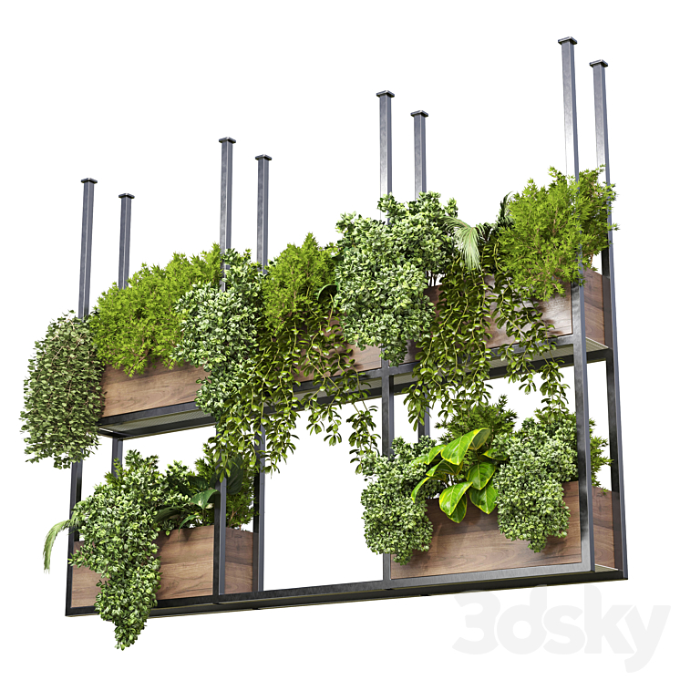 collection Outdoor plants hanging pot wood bax vase 07 3DS Max - thumbnail 1