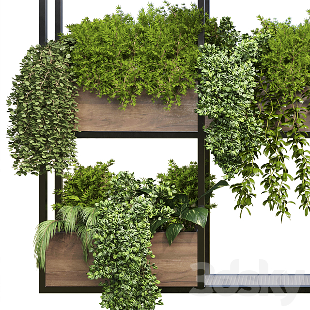 collection Outdoor plants hanging pot wood bax vase 07 3DSMax File - thumbnail 3