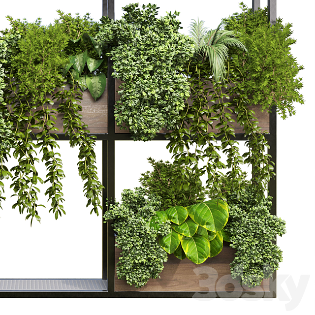 collection Outdoor plants hanging pot wood bax vase 07 3DSMax File - thumbnail 4