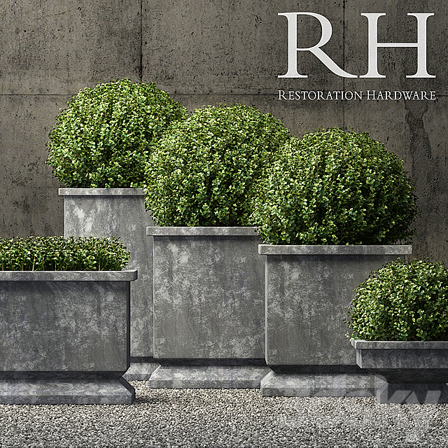 estate zinc footed planters 3ds Max - thumbnail 1