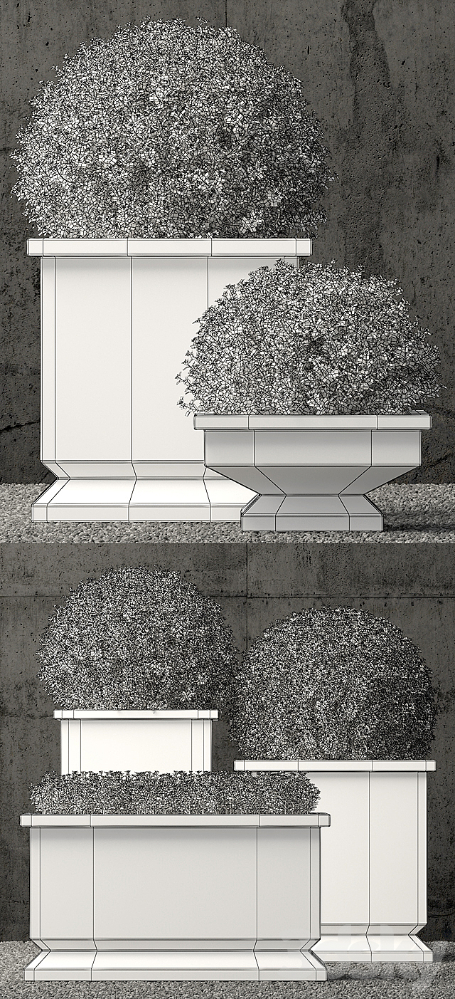 estate zinc footed planters 3ds Max - thumbnail 3