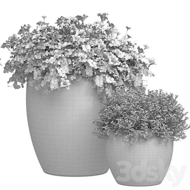 Flowerbed in a garden pot.Flowers Garden Plant Flowerpot Patio Balcony in Provence style 3ds Max - thumbnail 3