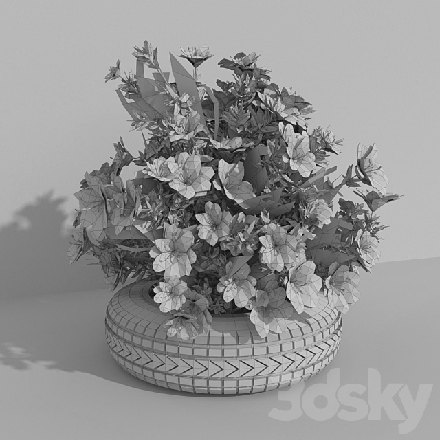 flowerbed red azaleas 3ds Max - thumbnail 2