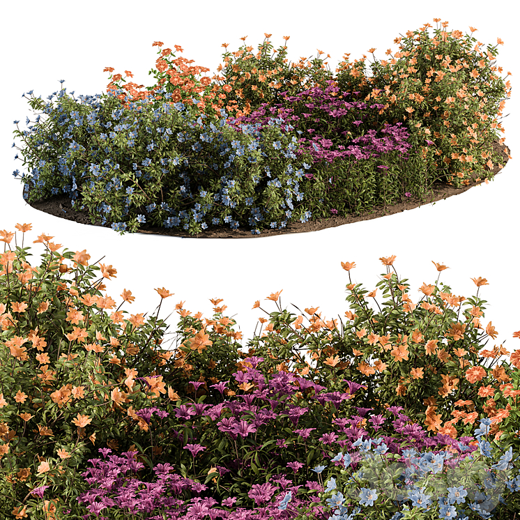 Garden Set colorful Flower Bush – Outdoor Plants Set 424 3DS Max Model - thumbnail 1