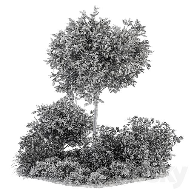 Garden set Lemon tree and Bush – Garden Set 26 3DSMax File - thumbnail 5