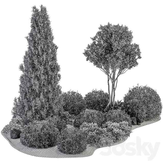 Garden Set Topiary and pine Plants – Outdoor Plants Set 410 3DS Max Model - thumbnail 5