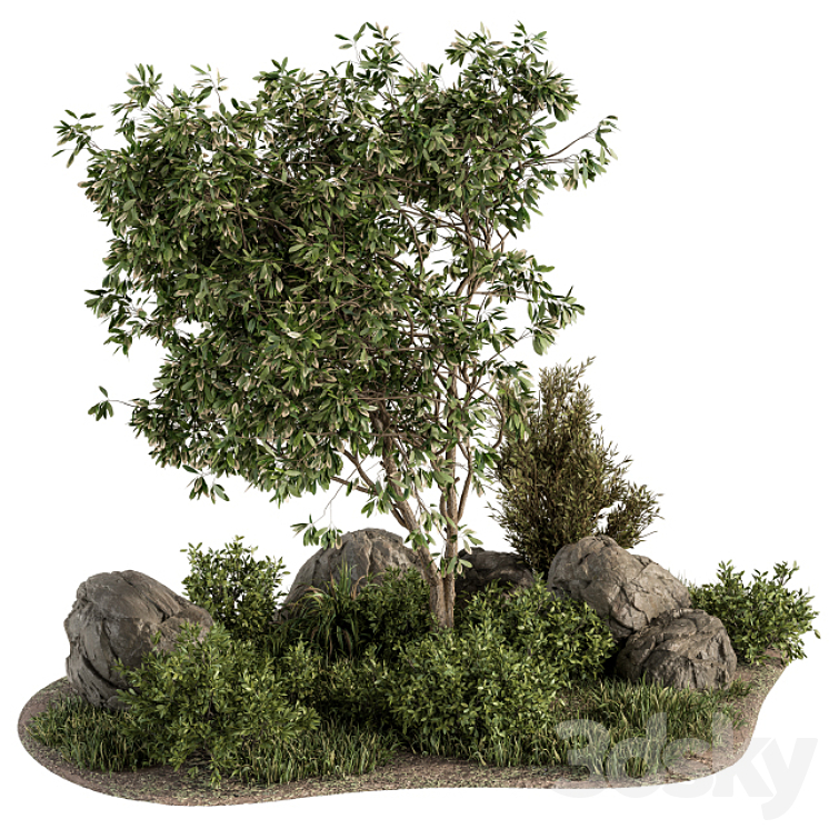 Garden set Tree and Bush – Garden Set 17 3DS Max Model - thumbnail 1