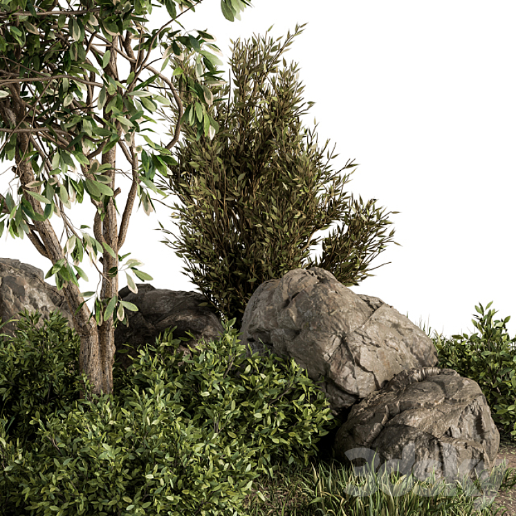Garden set Tree and Bush – Garden Set 17 3DS Max Model - thumbnail 2