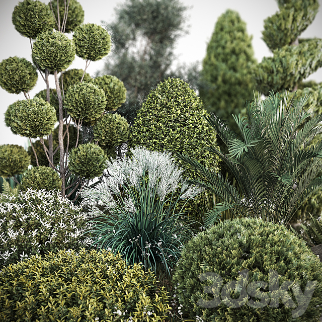 Group outdoor plants & Hedges 2 3ds Max - thumbnail 3