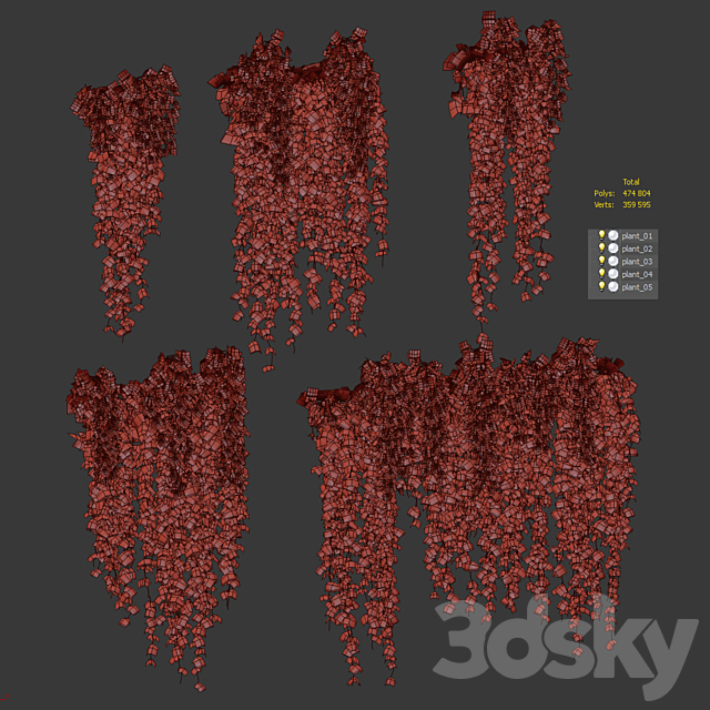 Hanging plants with white orchid flowers 3DS Max Model - thumbnail 5