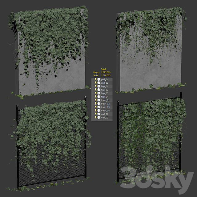 Hops for the fence. 4 models 3DS Max Model - thumbnail 3