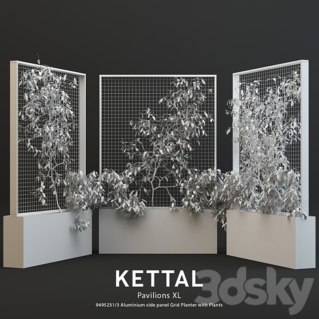 Kettal Pavilion XL Planter With Plants 3DS Max Model - thumbnail 3