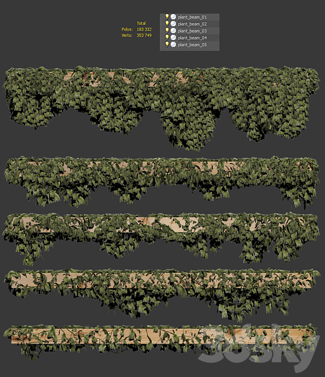 Leaves for beams. 5 models 3DSMax File - thumbnail 3