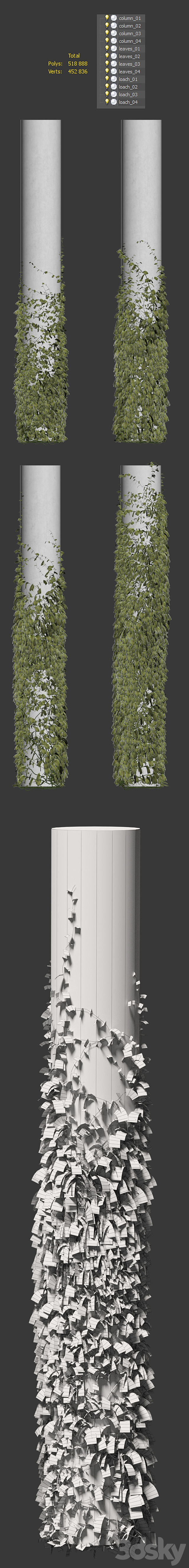 Leaves for round columns. 4 models 3DSMax File - thumbnail 3