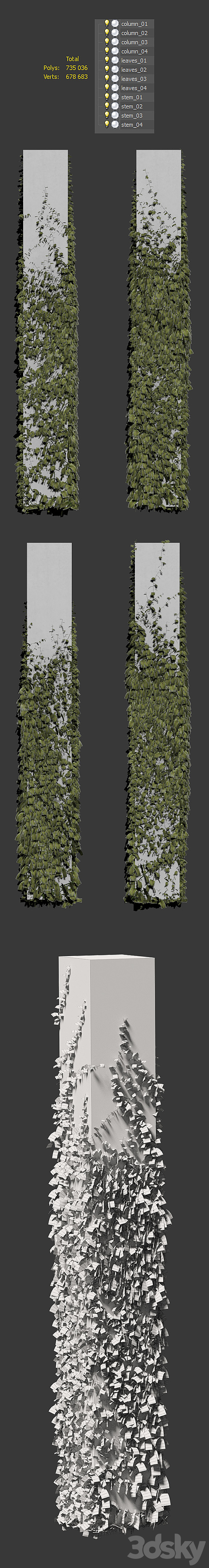 Leaves for square columns. 4 models 3DSMax File - thumbnail 3