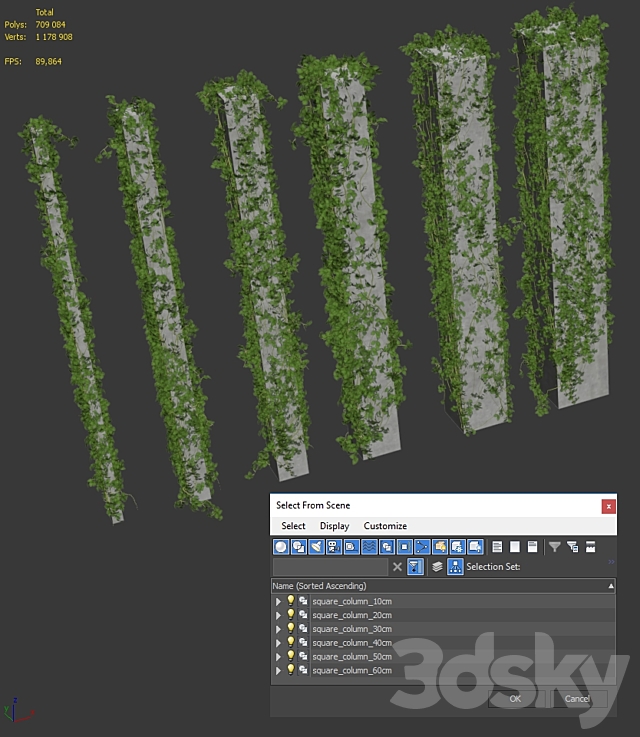 Leaves for square columns. 6 sizes. v2 3ds Max - thumbnail 3