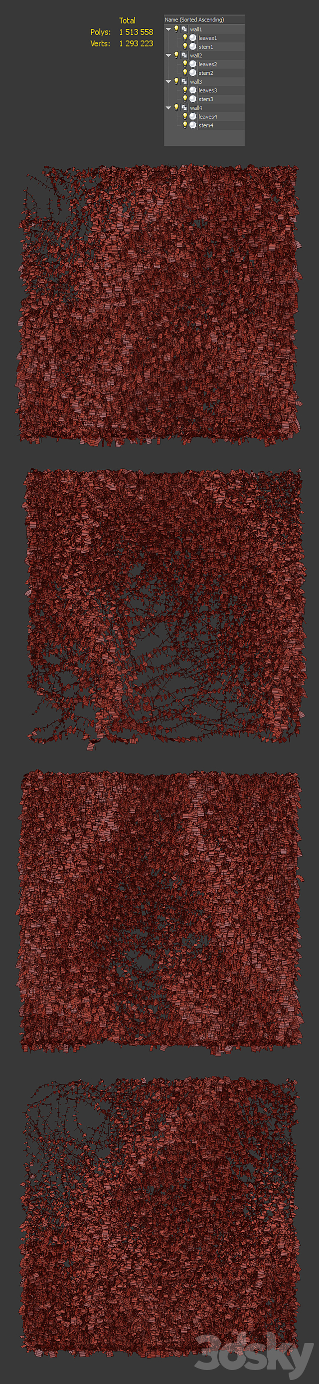 Leaves for walls 3DS Max Model - thumbnail 3