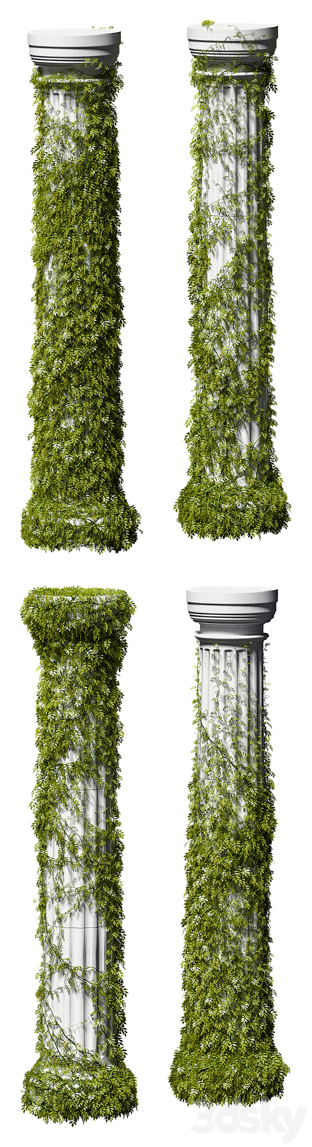 Leaves on a Doric column. 4 models 3DS Max Model - thumbnail 2