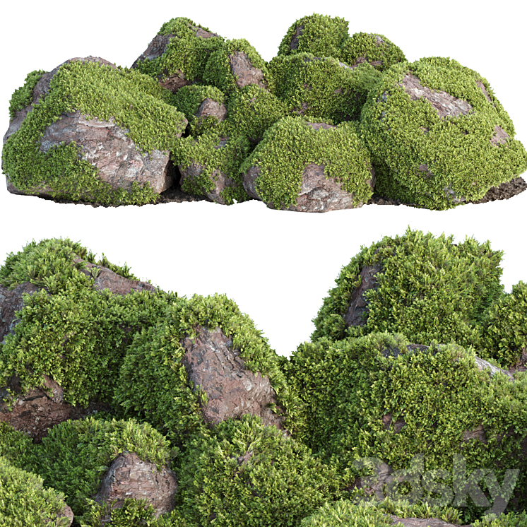 Mossy rock garden collection vol 140 3DS Max Model - thumbnail 3