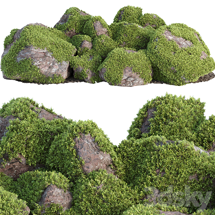 Mossy rock garden collection vol 140 3DS Max - thumbnail 1