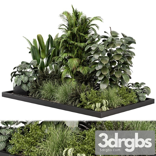 Outdoor Garden Set Bush And Tree Garden Set 1030 3dsmax Download - thumbnail 1