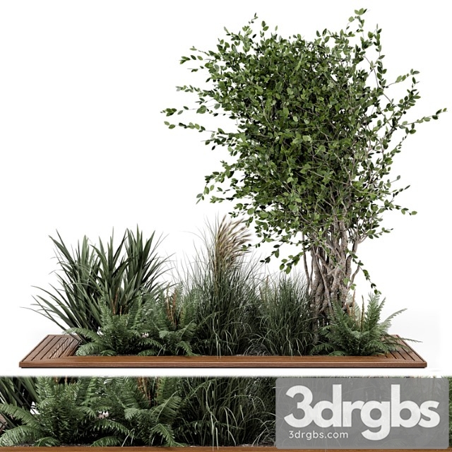 Outdoor Garden Set Bush And Tree Garden Set 361 3dsmax Download - thumbnail 1