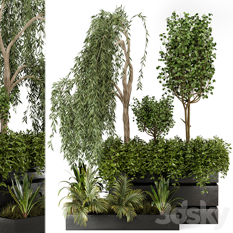 Outdoor Garden set bush and Tree – Garden Set 48 3DS Max - thumbnail 2