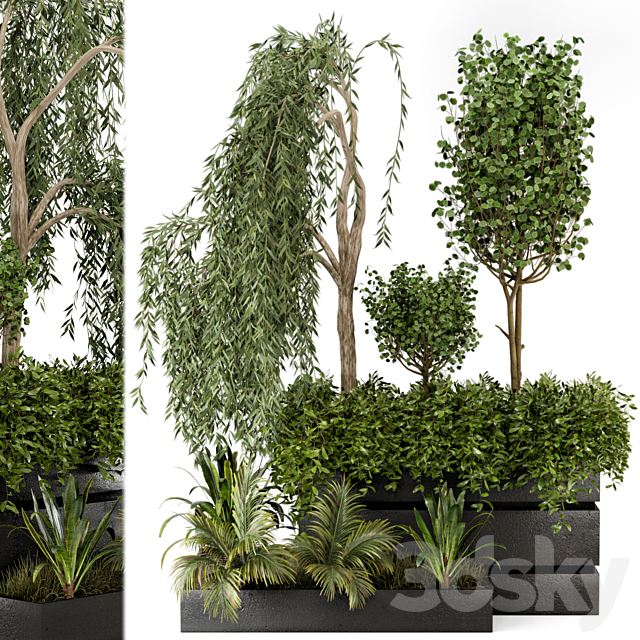 Outdoor Garden set bush and Tree – Garden Set 48 3DSMax File - thumbnail 2