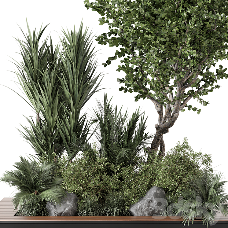 Outdoor Garden set bush and Tree – Garden Set 499 3DS Max - thumbnail 2